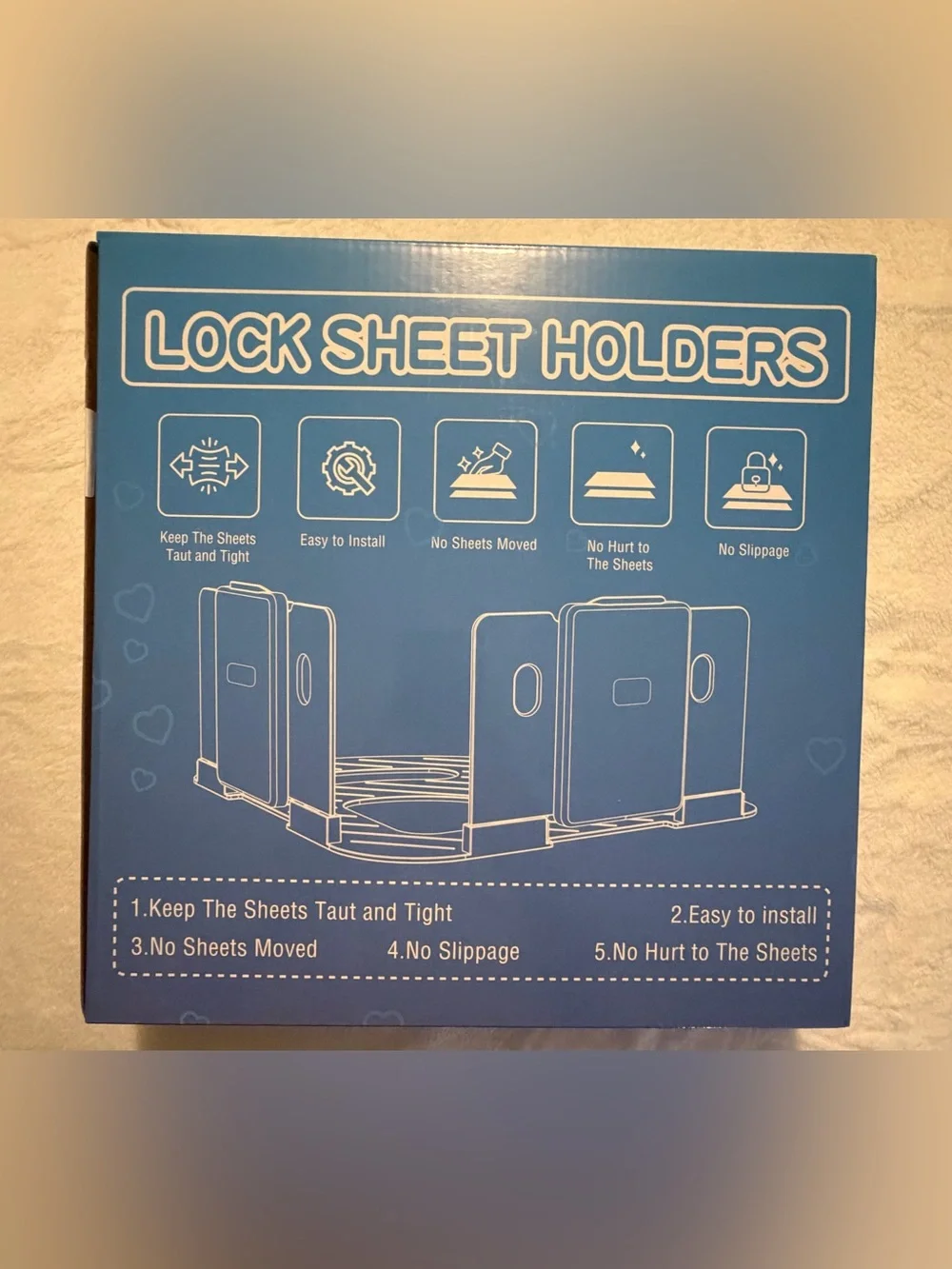 Bed Sheet Holder with Clips Lock, Open Corner Fitted Bedsheet Holders